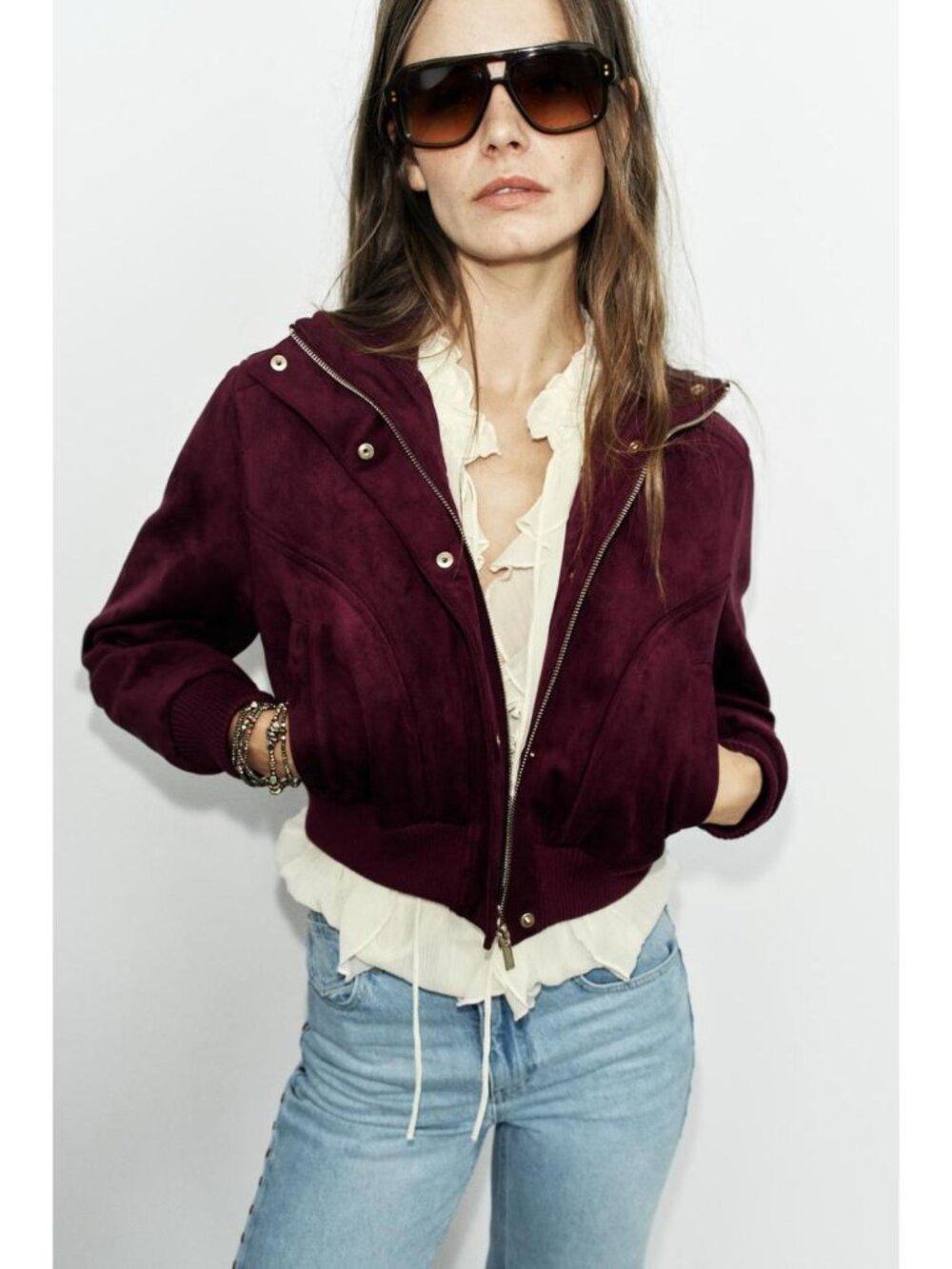 ZARA FAUX SUEDE HIGH-NECK JACKET 8372/286/610